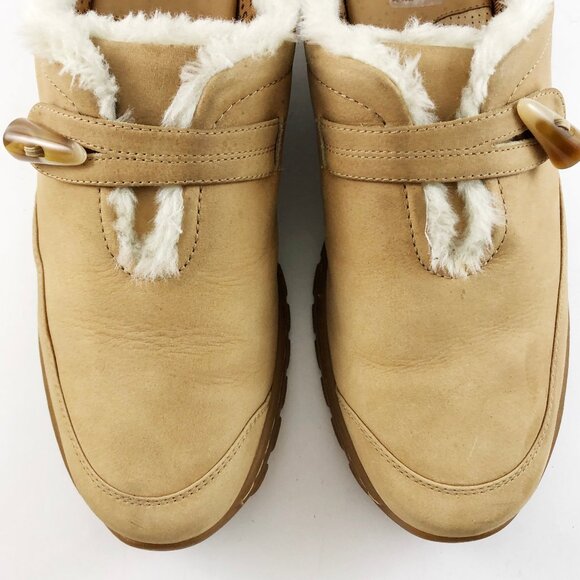 SOFFT Tan Nubuck Leather Shearling Lined Clogs with Toggle Clasp 9.5 - Picture 6 of 11